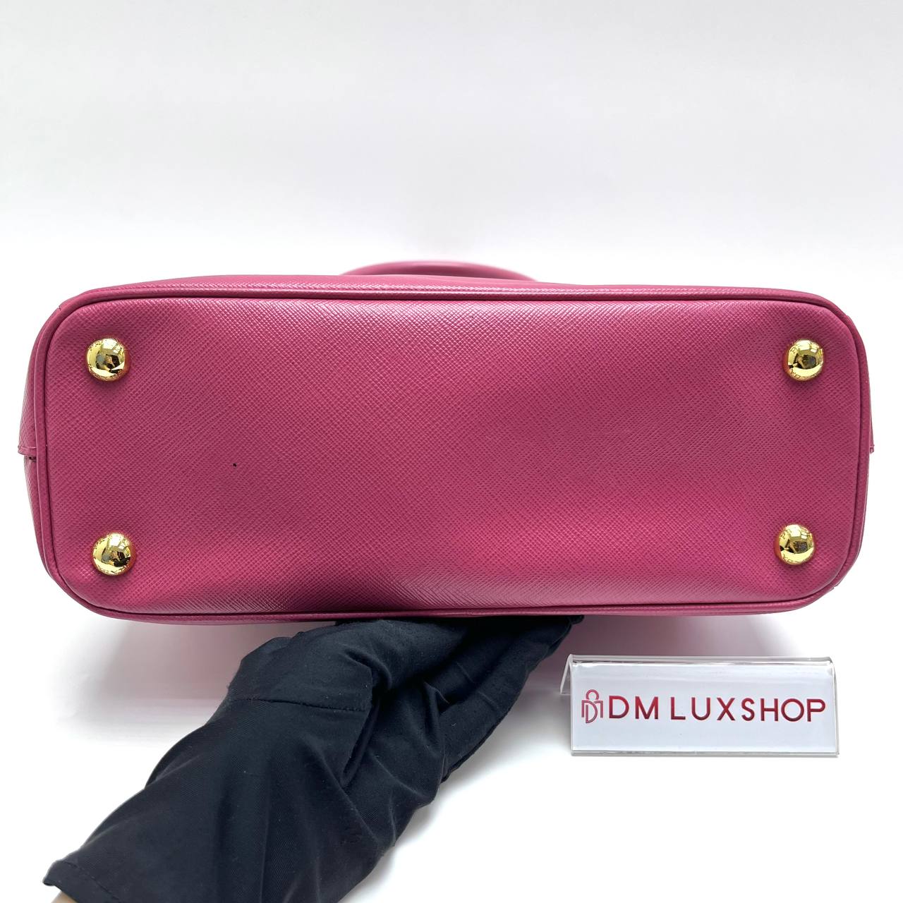 Prada Saffiano Magenta Pink Small Double Zip Galleria Lux Tote GHW