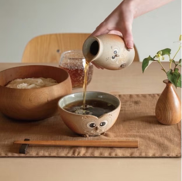日本製 信樂燒貓頭鷹飯碗