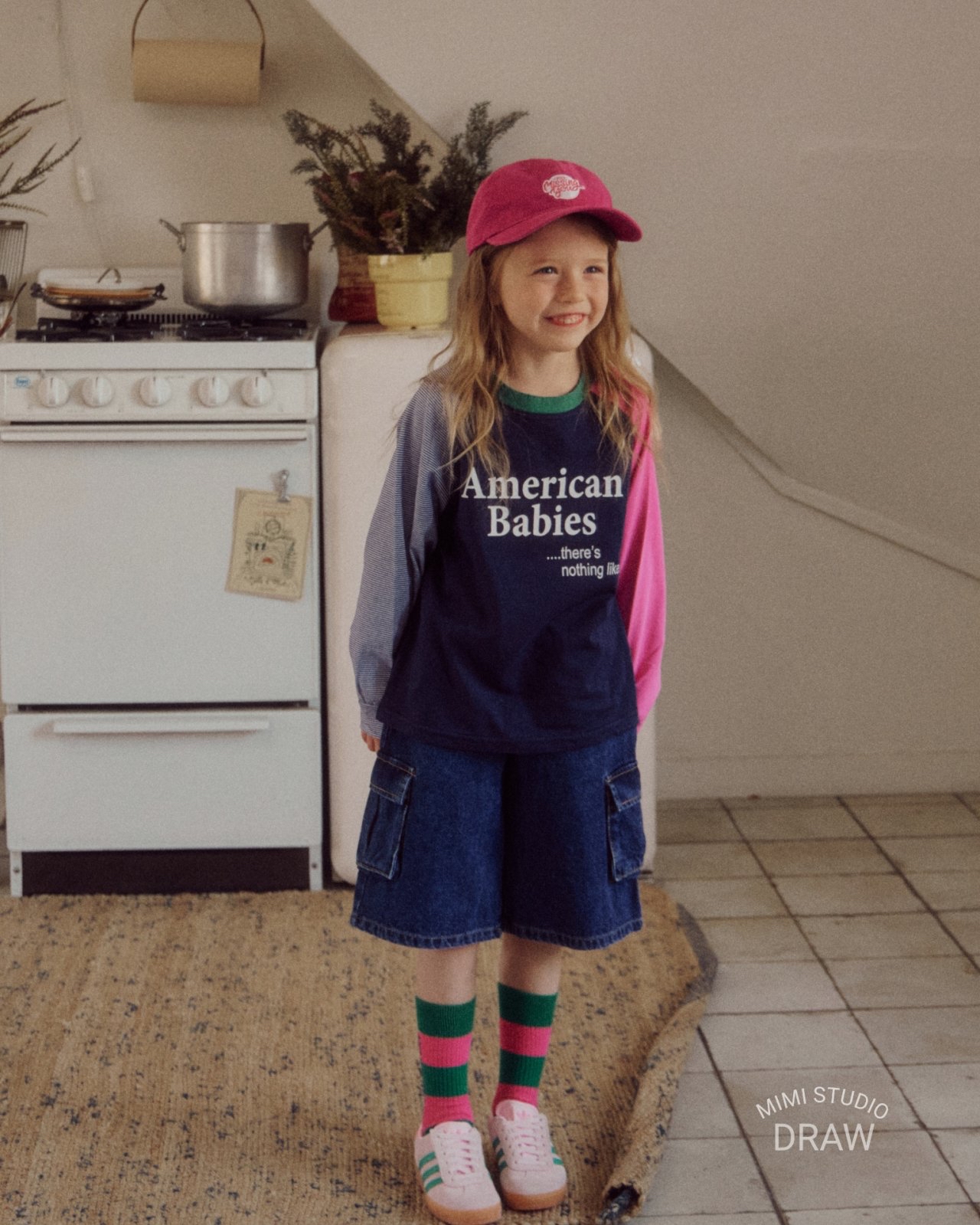 Bymimi | 薄款Patchwork Tee(Navy L105-115)