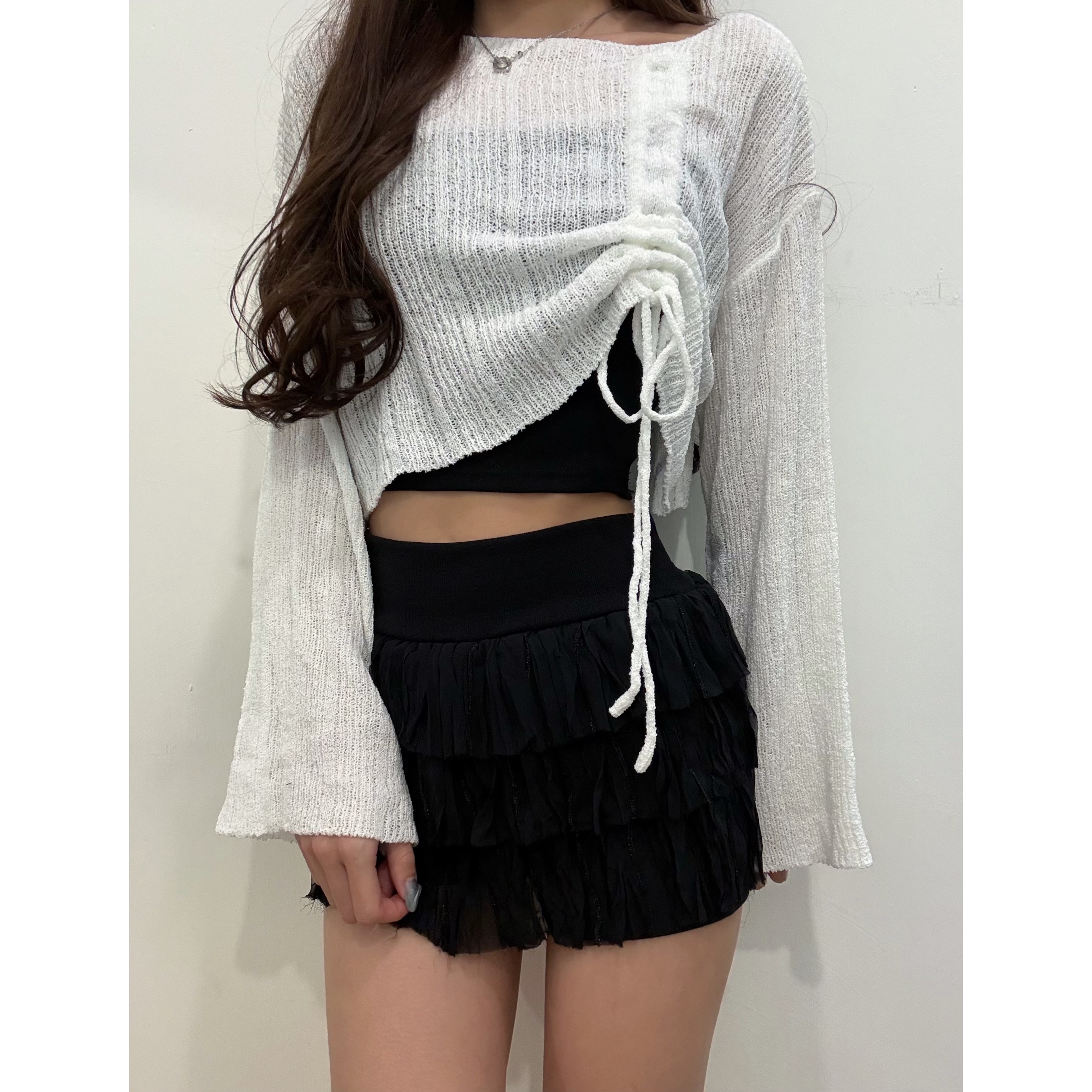 新品價5月22截💙2605T《DRAWSTRING KNIT CROP》