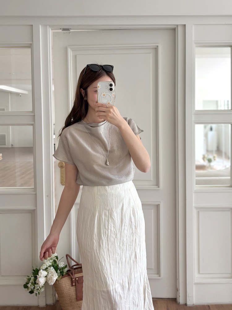 Odette Sheen Top (Silver Grey)