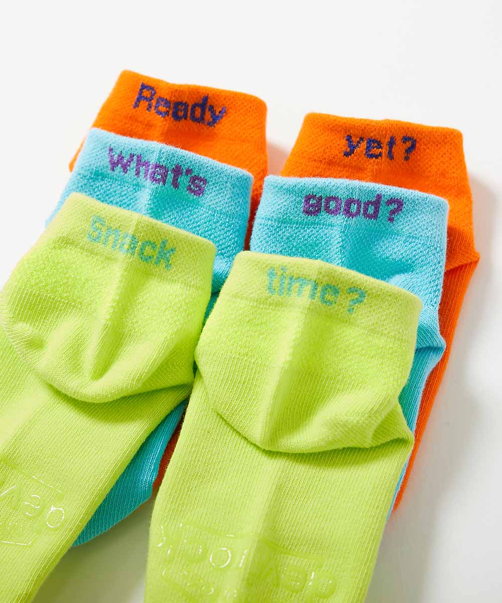 🆕【⭐訂購⭐】🇯🇵日本直送🌀霓虹色系列 標語設計 透氣運動短襪 套裝(1套3對)［4款選］🌀[ELCA-0074][260409]