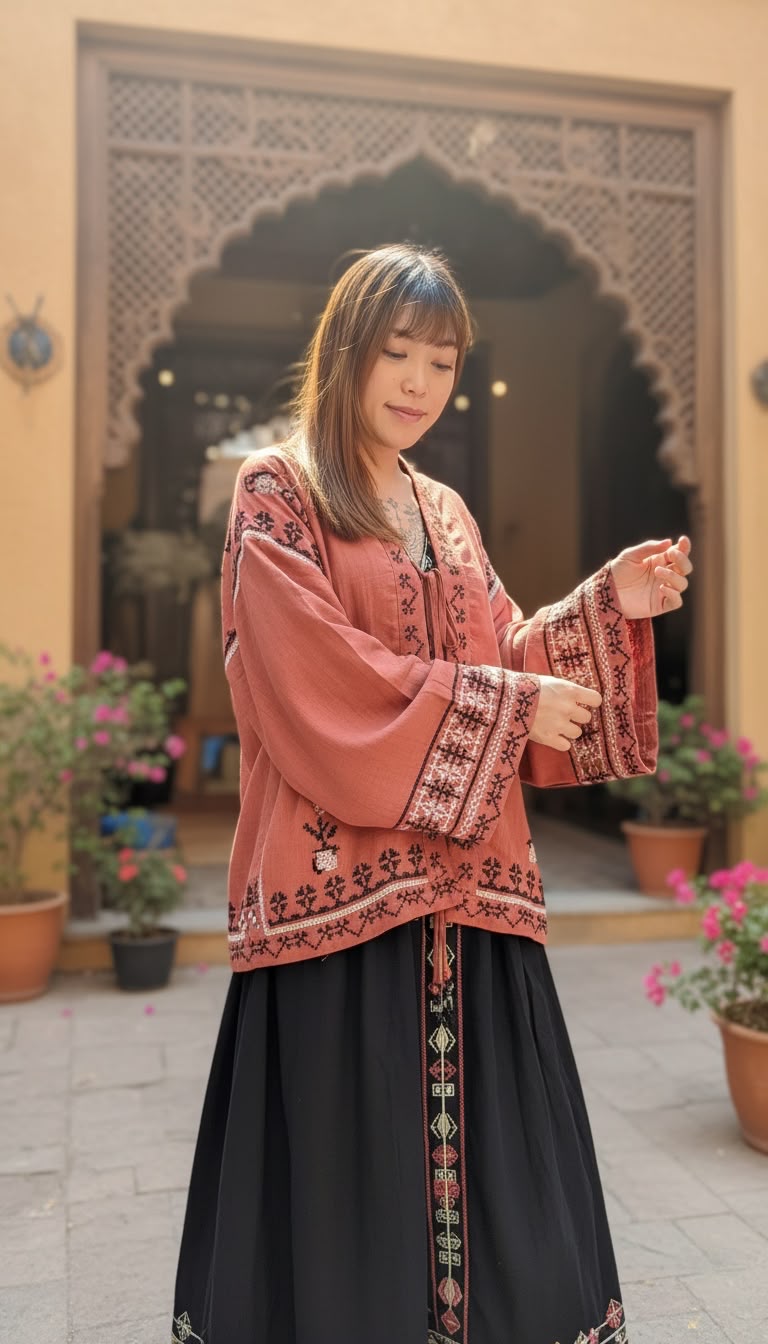 PKT 2633 Orange-Brown JP theme 3 Knot Jacket