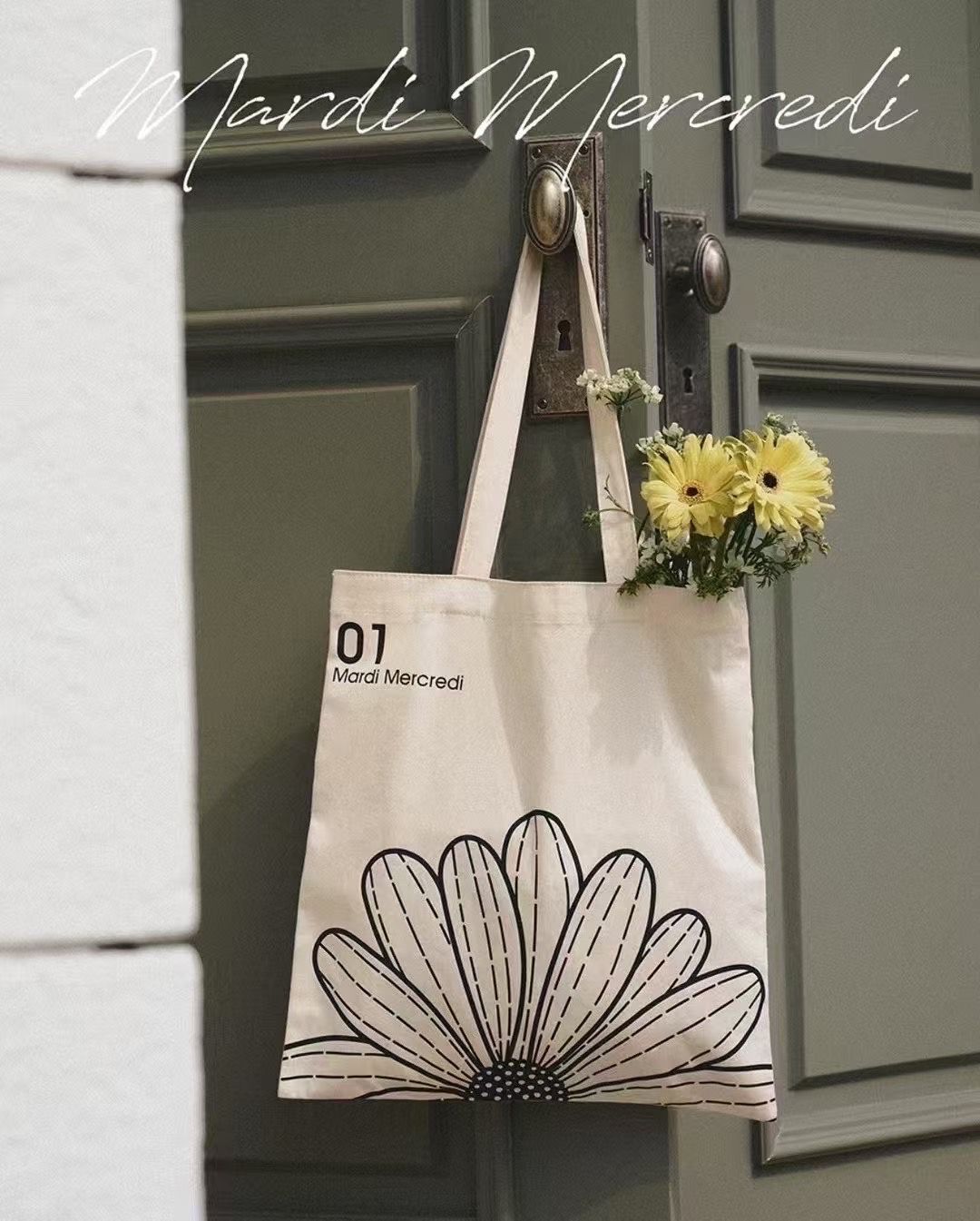 🇰🇷Mardi Mercredi CANVAS BAG FLOWER 香港現貨