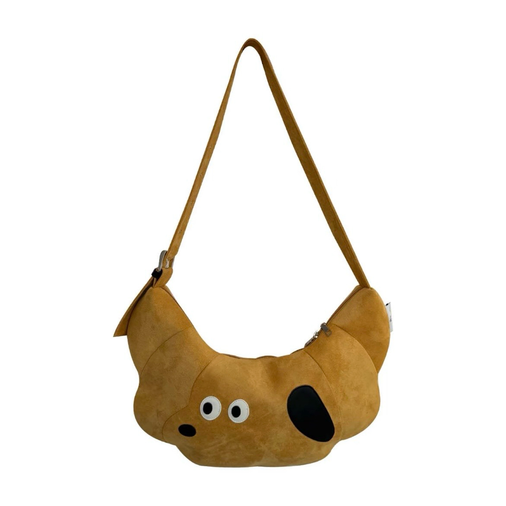 焦糖色臘腸狗牛角包 (大容量斜孭袋) 