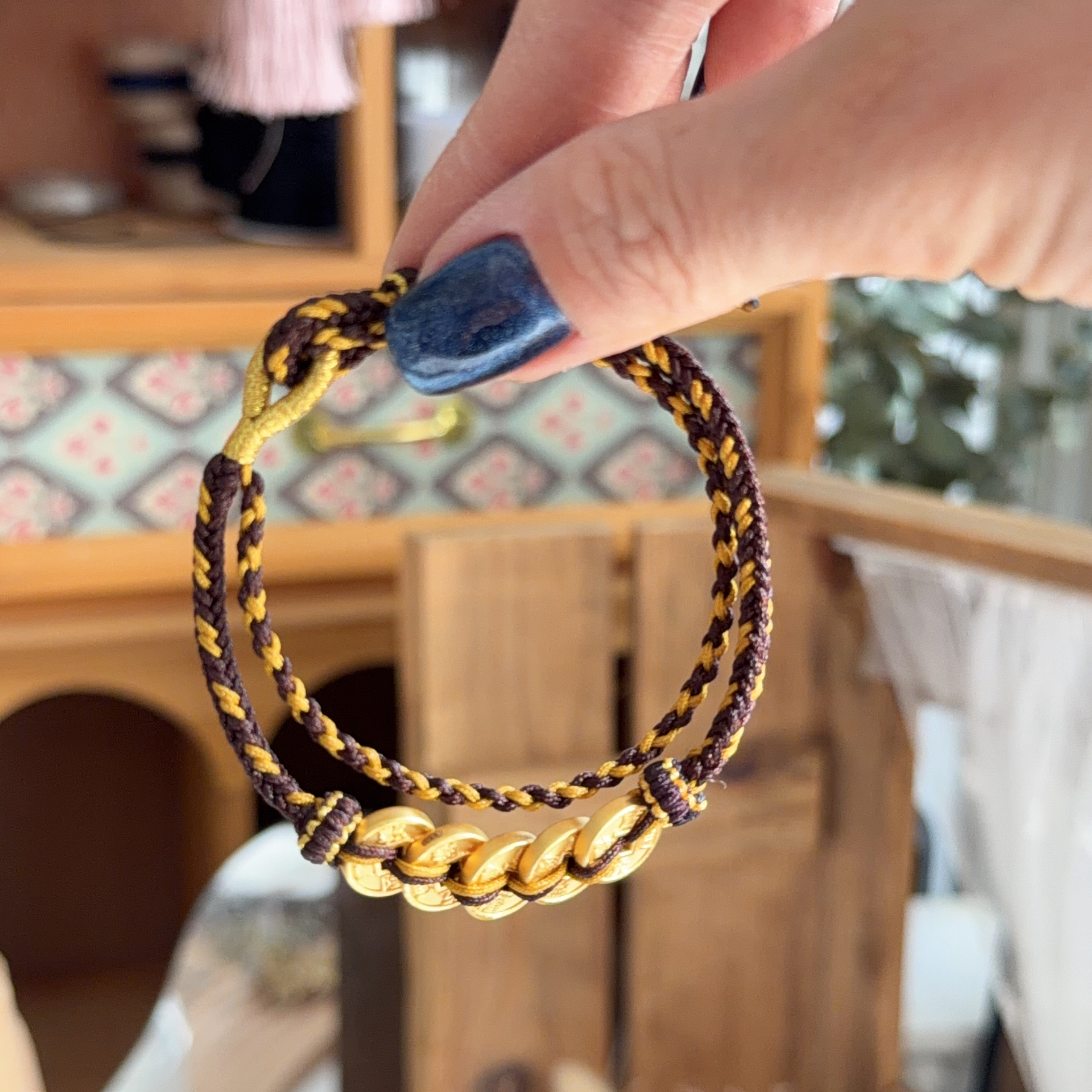 999硬金五帝幣手繩