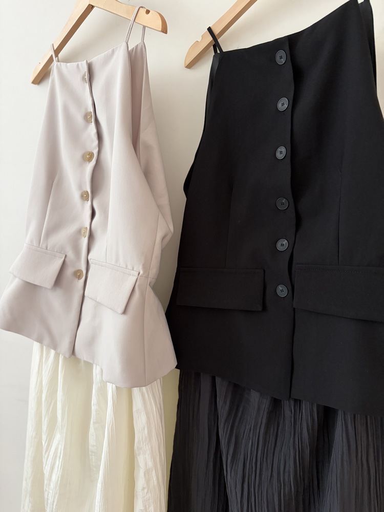 French Muse Vest Dress (Beige)