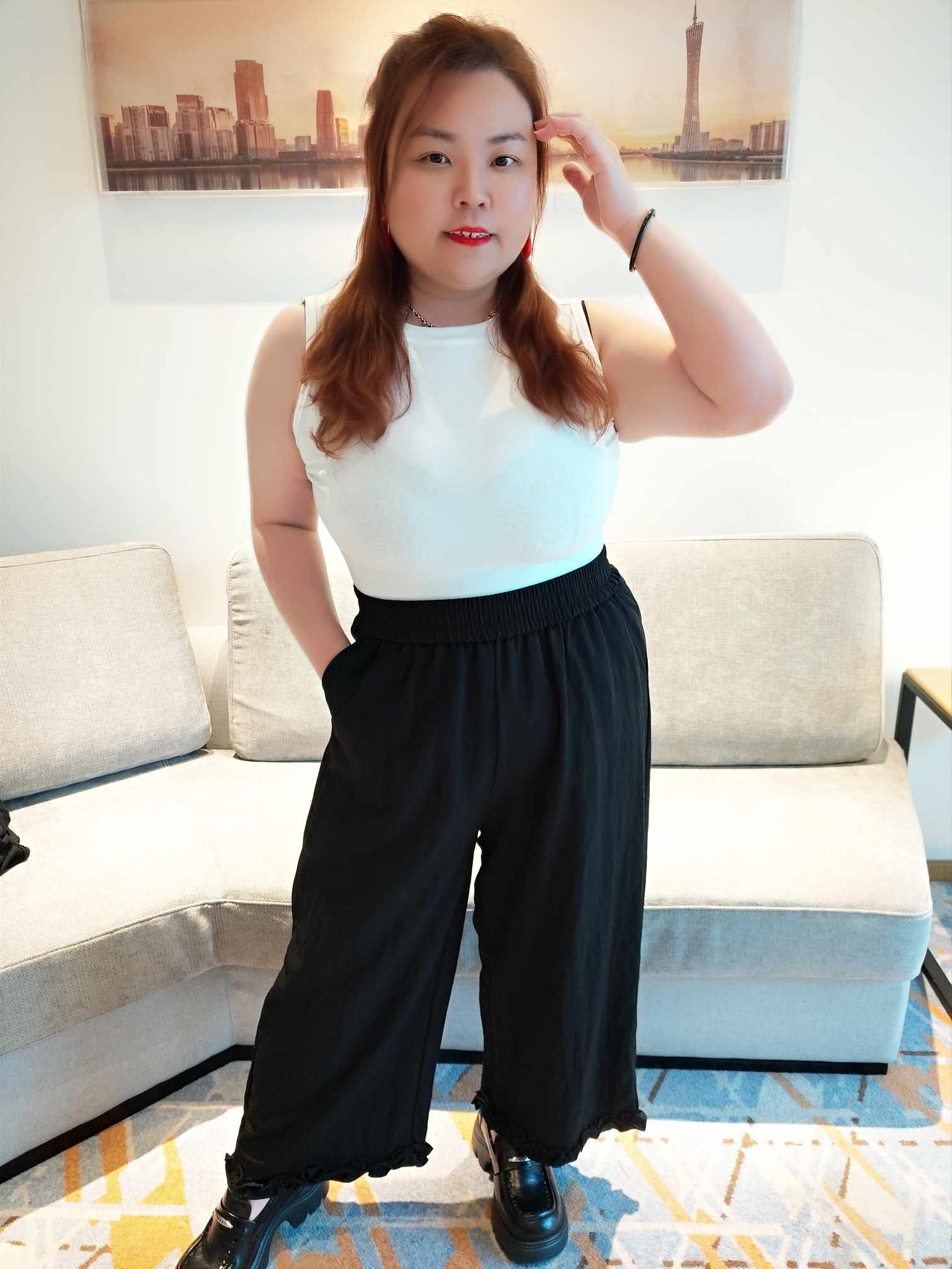 YCE02 1536 高质量木耳裤脚设计阔腿