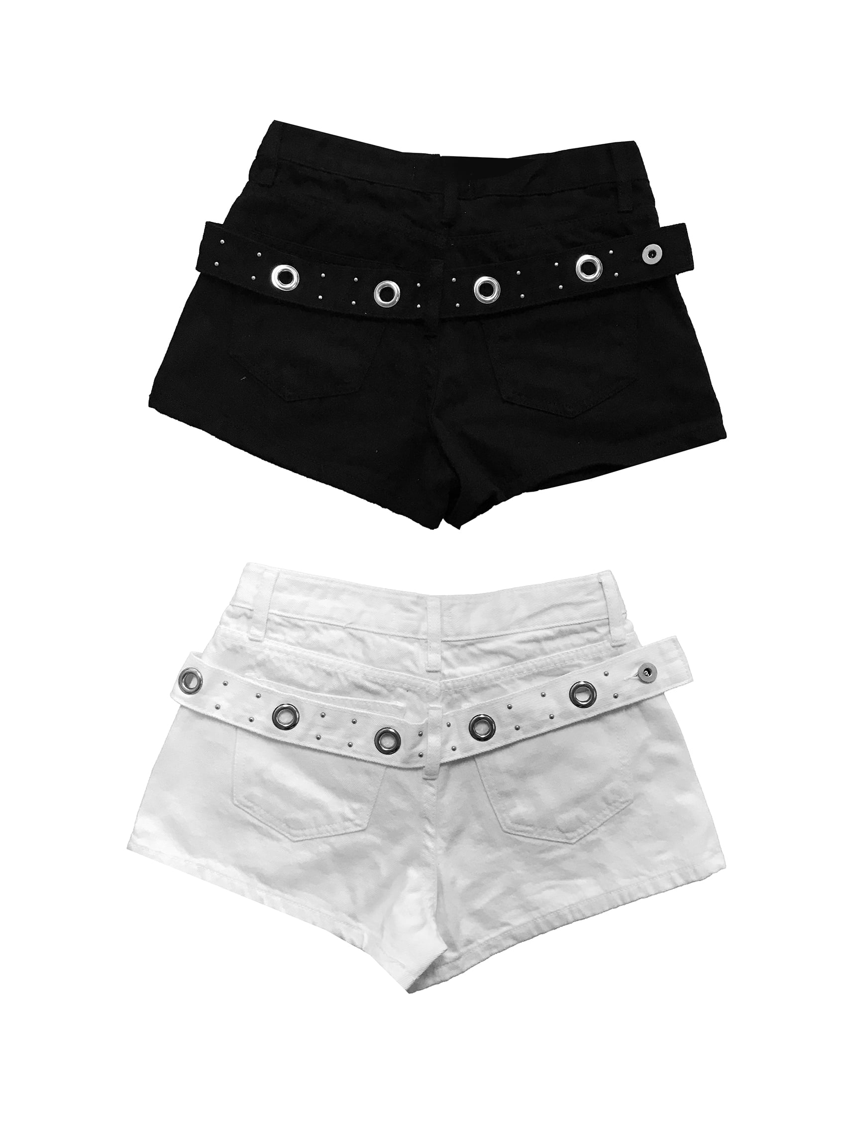 Grommet Belt Mini Shorts