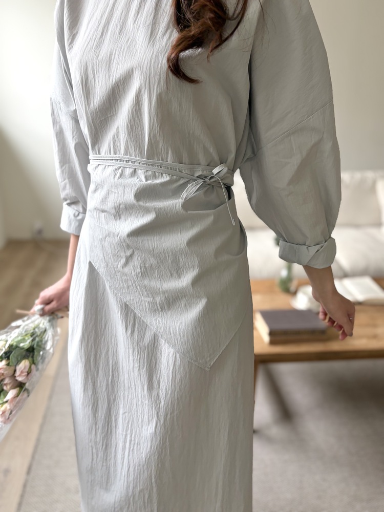 Wrap-Accent Dress (Misty Blue)