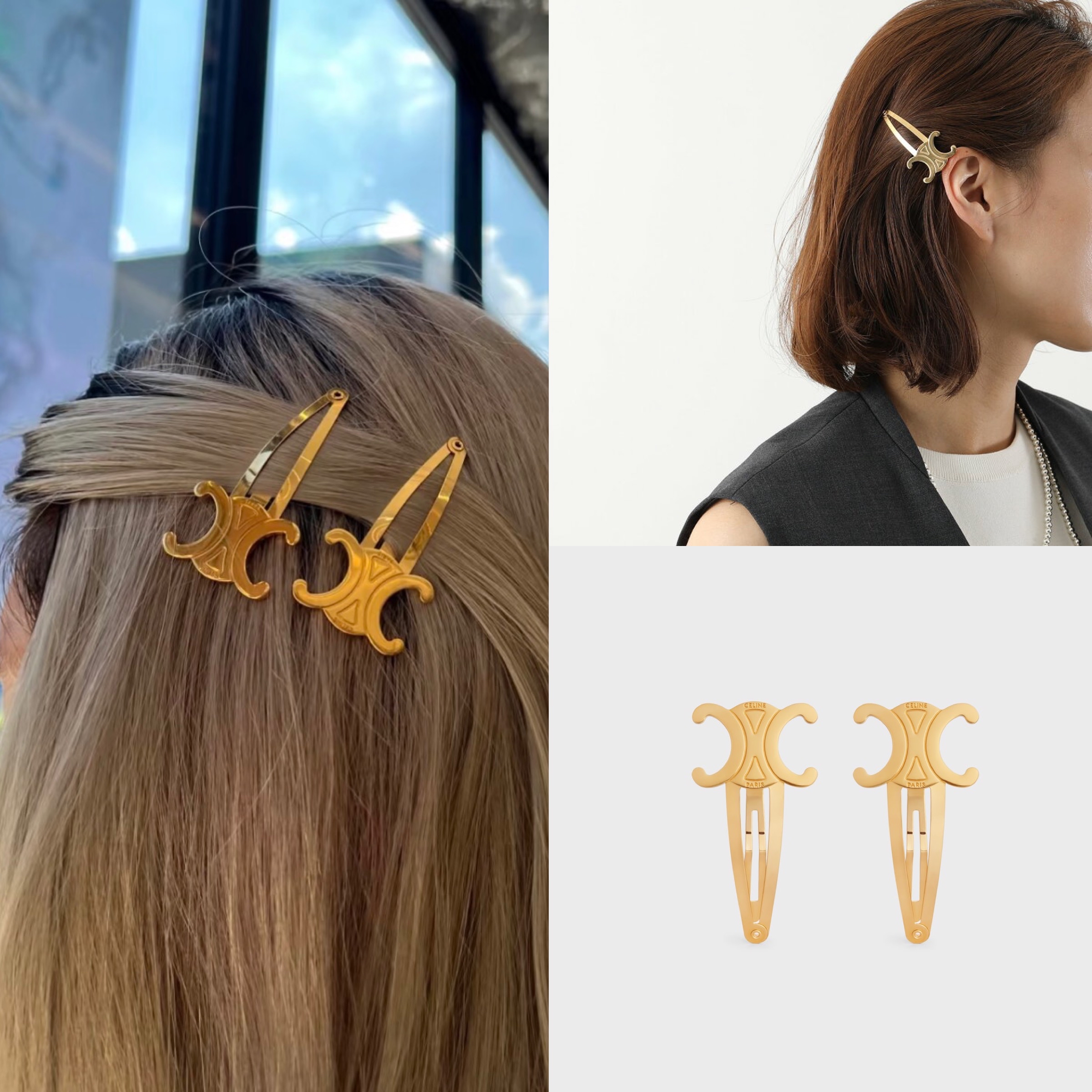限時優惠✨訂貨📮Celine Triomphe 髮夾一對