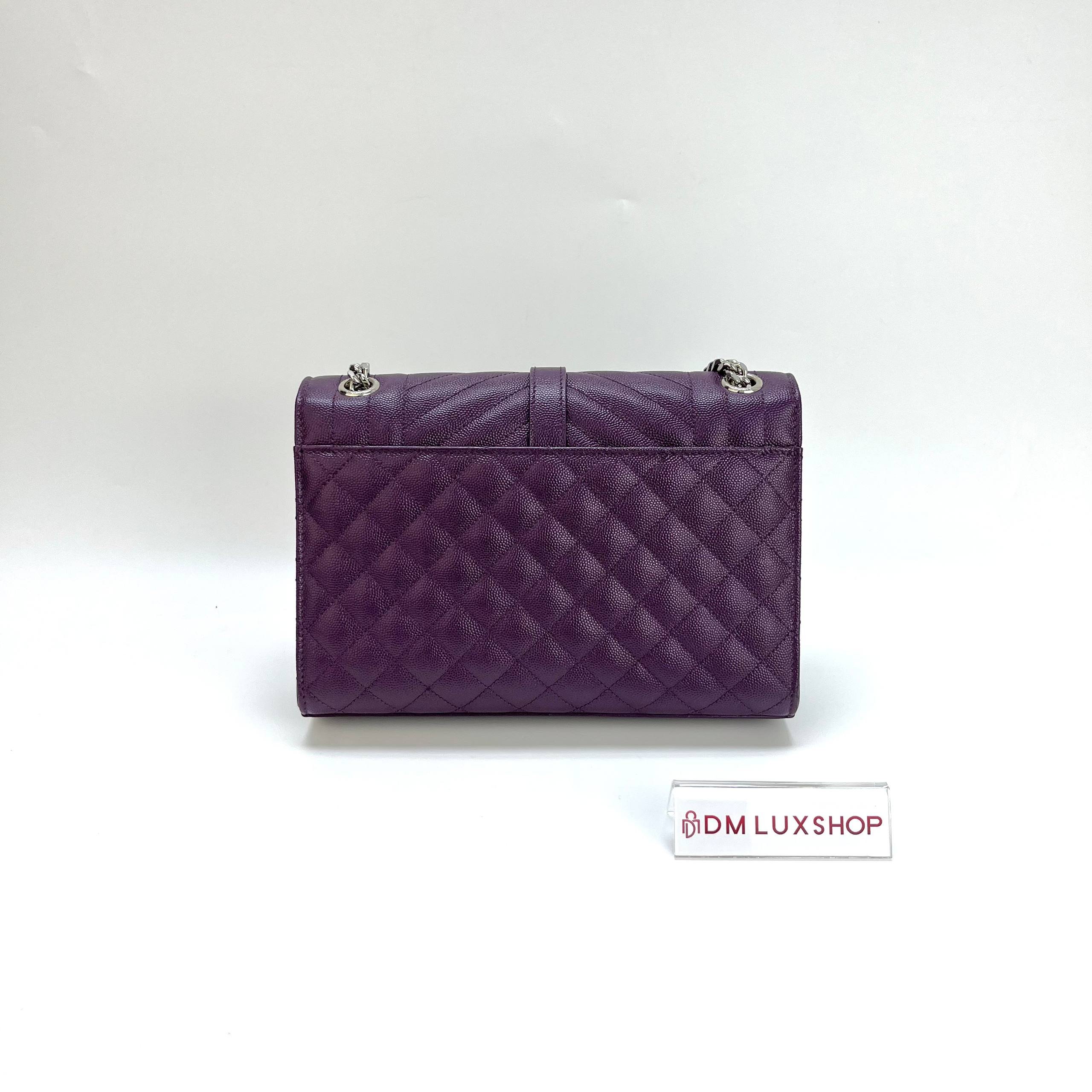 YSL Dark Purple Envelope Medium SHW