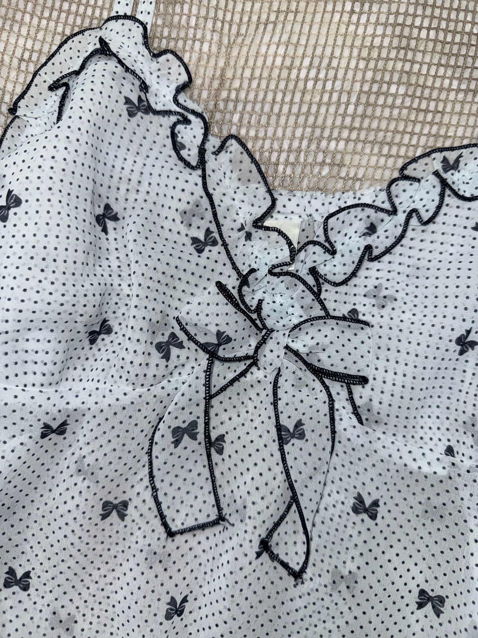 Cream Blue Polka Dot Flutter Hem Mini Dress