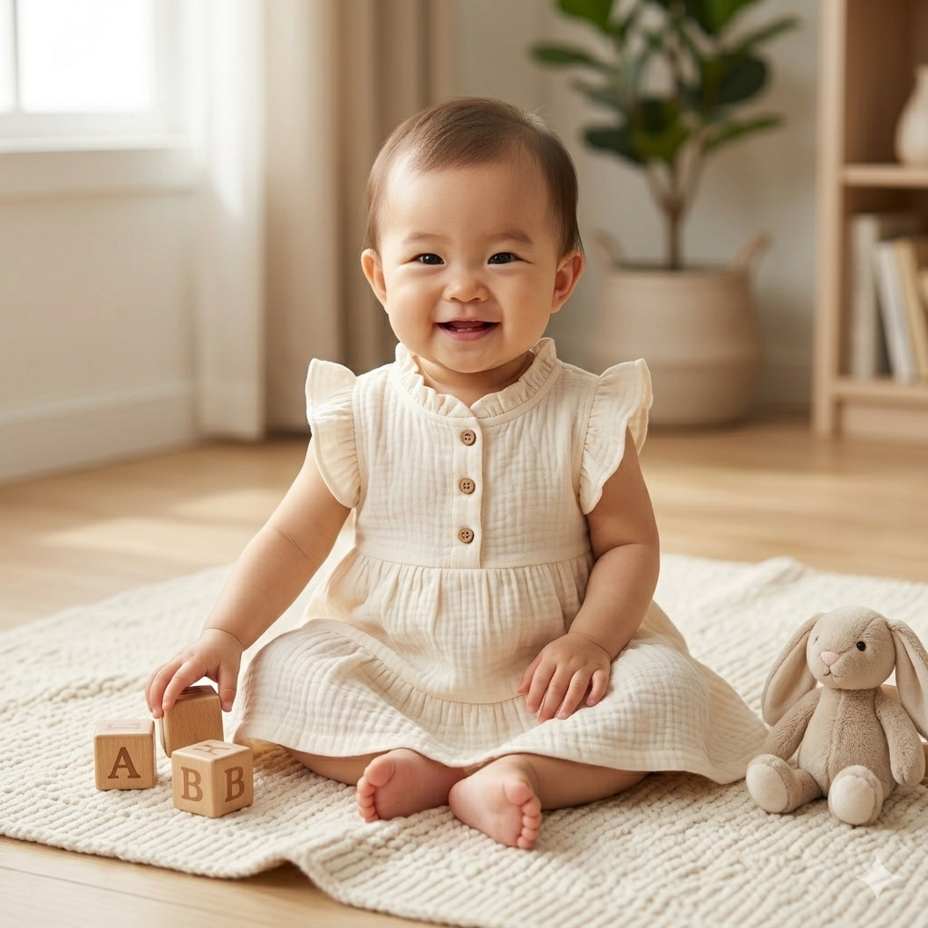 Trendyvalley Gauze Organic Cotton Baby Girl Gauze Dress