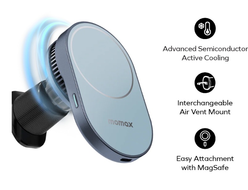 Momax 磁吸無線充電手機散熱器車載支架