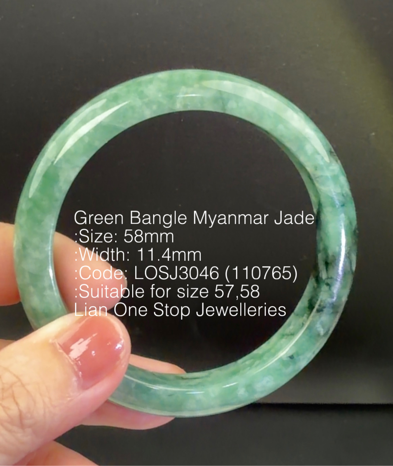 5.8cm Code: LOSJ3046 (110765) Green Bangle Myanmar Jade