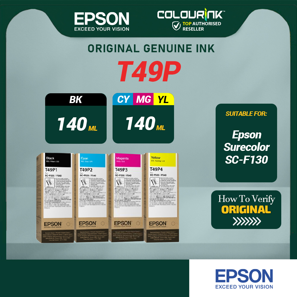 EPSON Original T49P Dye Sublimation Ink for SC-F130 SC-F530 Printer C13T49P100  C13T49P200  C13T49P300  C13T49P400