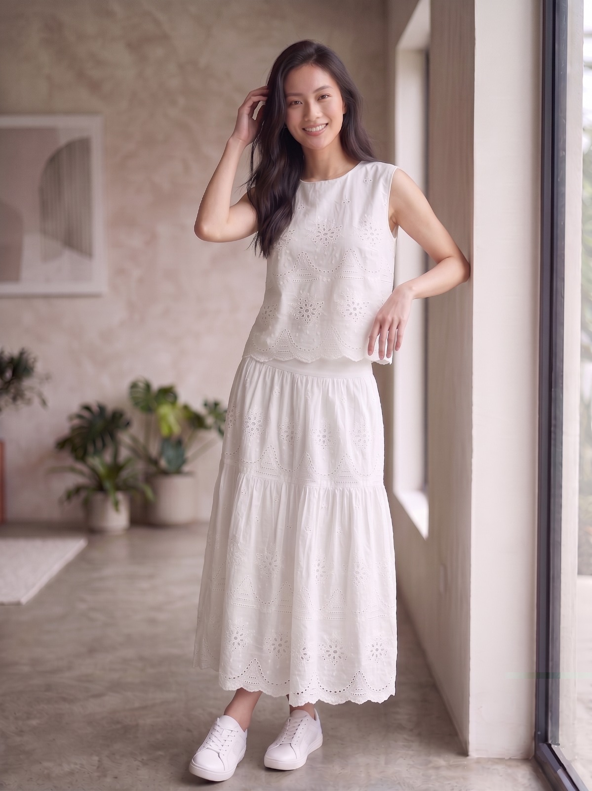 2081BB Aurielle Broderie Sleeveless Top