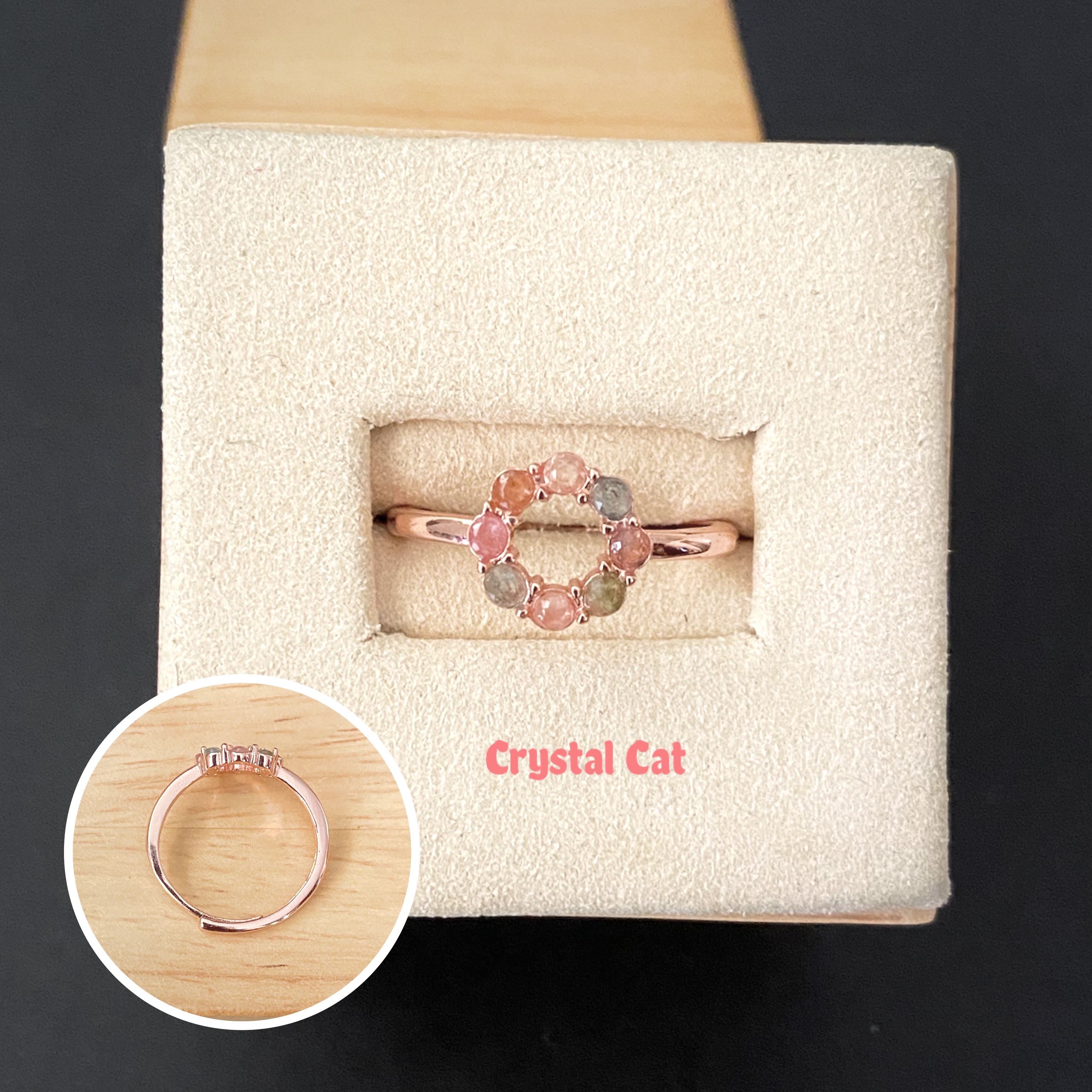 彩碧璽甜甜圈純銀戒指