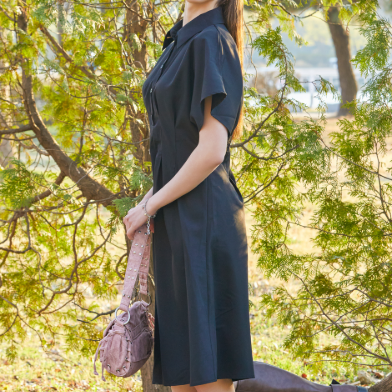 [KOLEAT] PINTUCK WAIST SHIRT DRESS SHORT SLEEVE (2色)