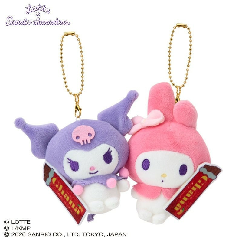現貨｜【一套兩隻】LOTTE x Sanrio My Melody & Kuromi 樂天 GHANA 朱古力 日版 吊飾 毛公仔 掛件 (CR134426)