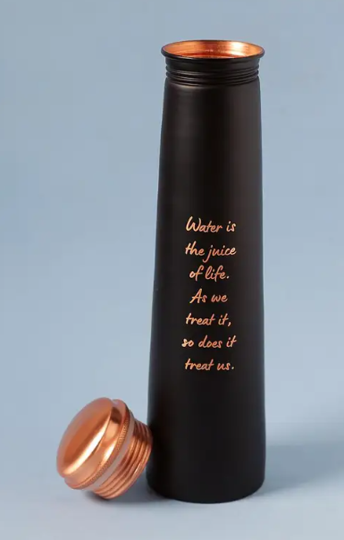 Isha Life-  印度純銅水壺 750ml (黑色/薩古魯名言) India Pure Copper Bottle (Black/Sadhguru Quote)