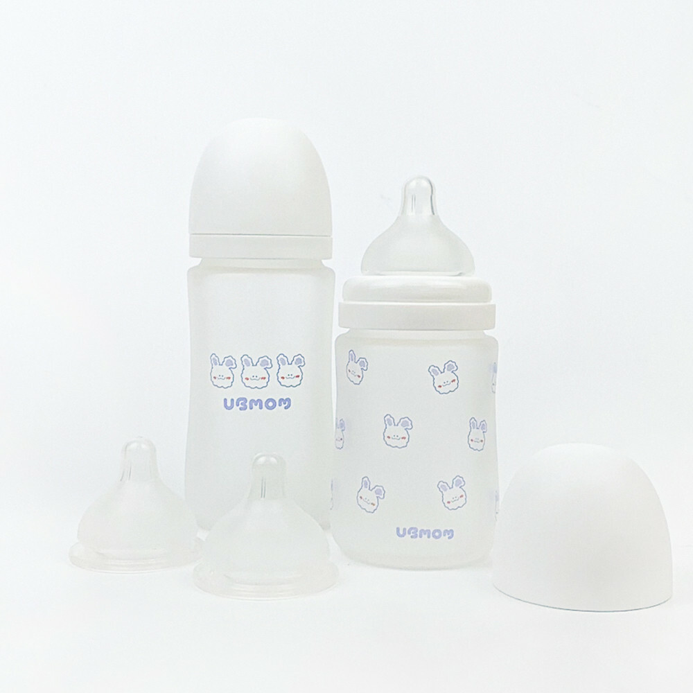 UBMOM 矽膠玻璃奶瓶（含自選尺寸矽膠奶嘴頭2個）