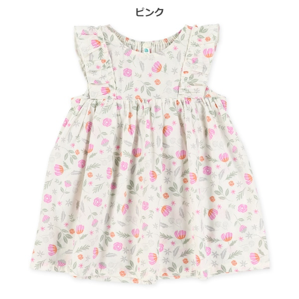 🇯🇵預訂 日本直送🇯🇵兩色花卉滿印無袖荷葉邊純棉連身裙