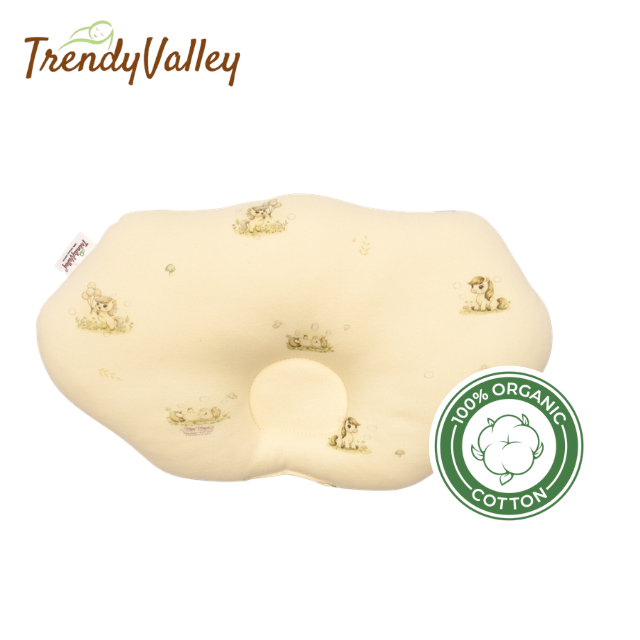 Trendyvalley Organic Cotton Baby Newborn Head Protection Dimple Pillow