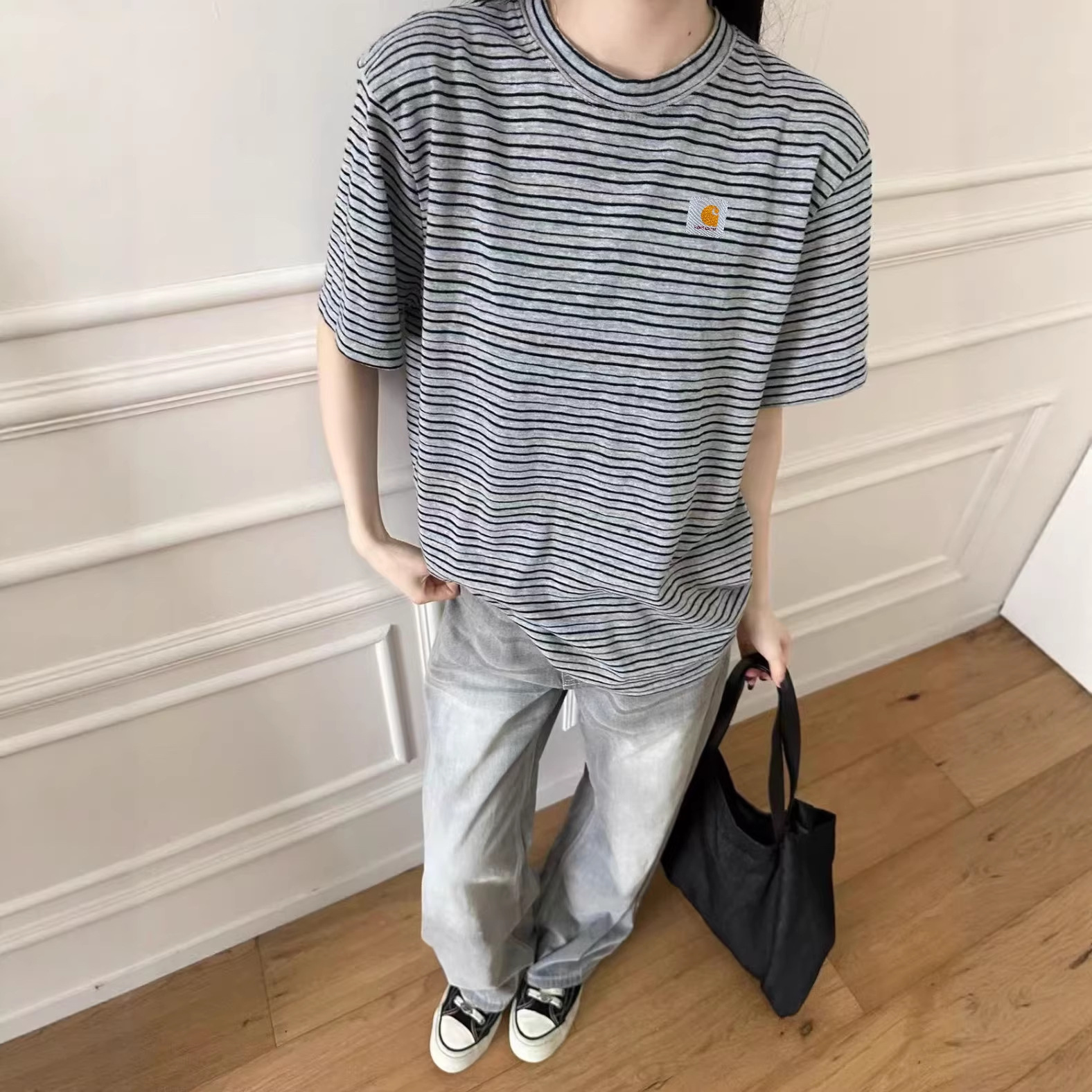 預訂 Car hartt 竹節棉條紋短袖Tee