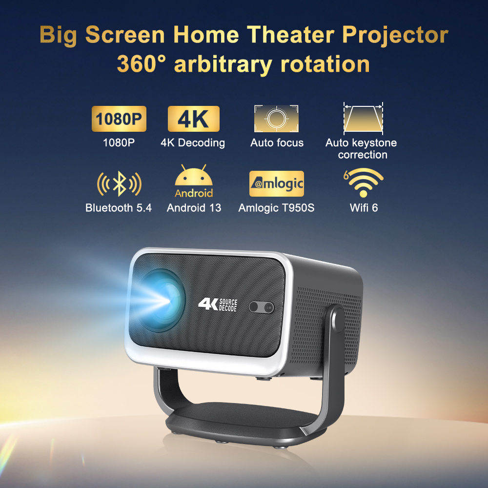 SAPPHIRE P20Ultra 智能投影機｜1080P全高清 升級版800ANSI流明｜電動對焦×4D梯形校正｜Android TV13.0系統｜WiFi6/藍牙5.4｜360°立體聲｜家用辦公影院投影機