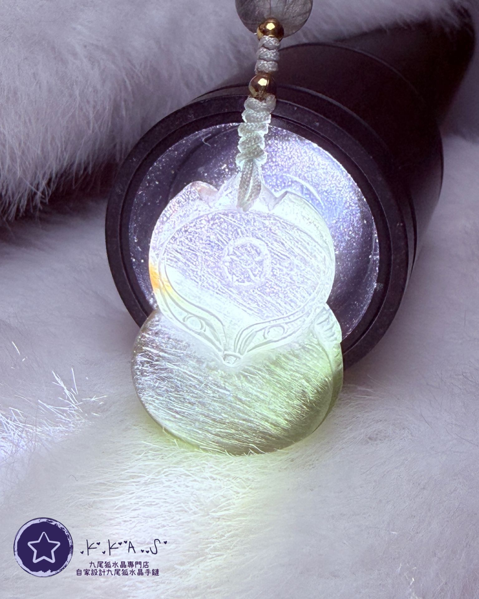K00220 特價綠髮晶 大頭狐 - 手機/手袋鏈