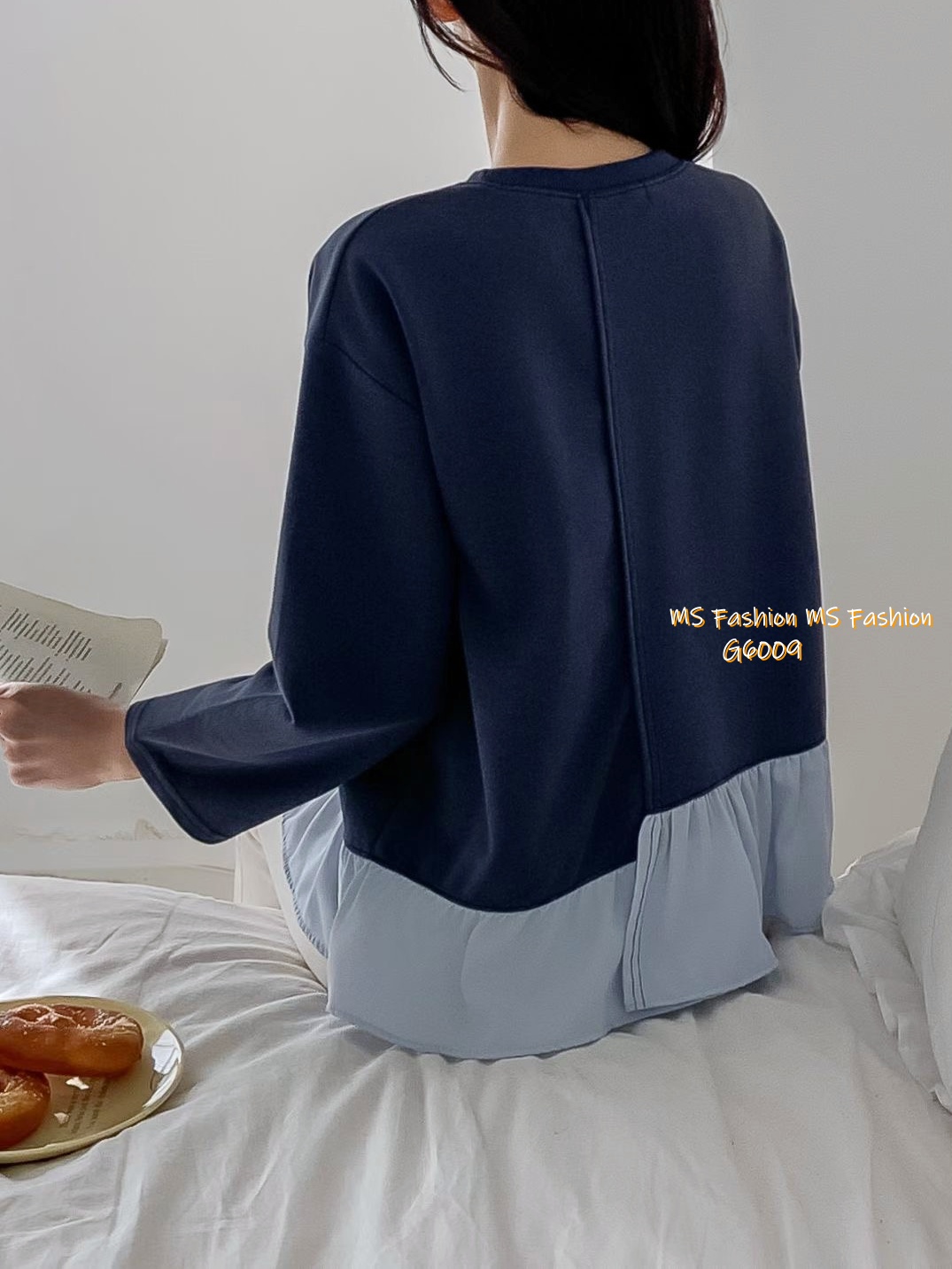 G6009 韓國🇰🇷拼色ruffle衫腳top