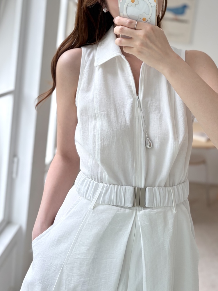 Jardin Belted Zip-Front Dress