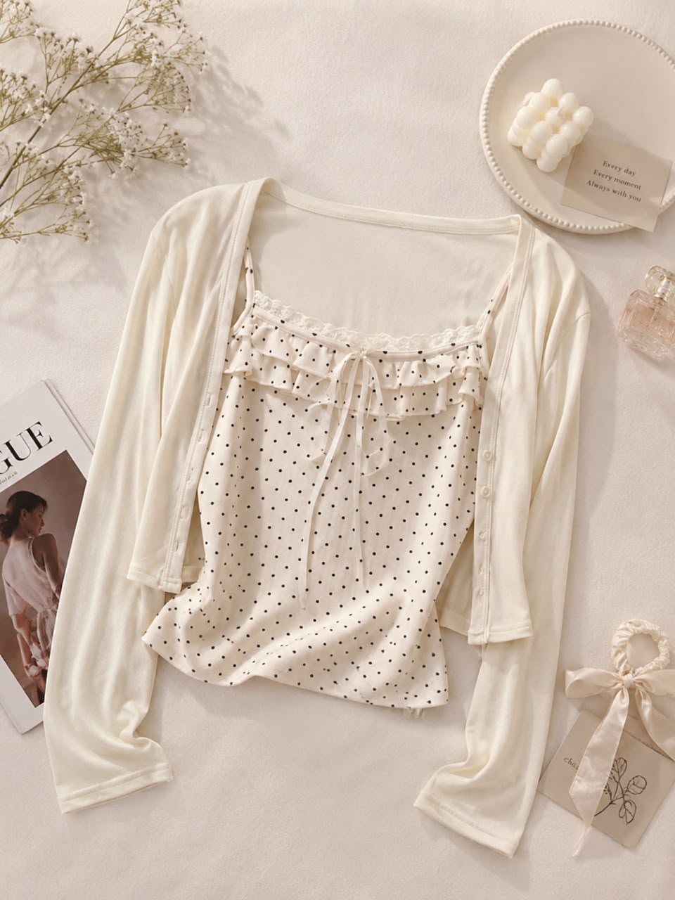 A190041 Knit Cardigan Two Piece Set