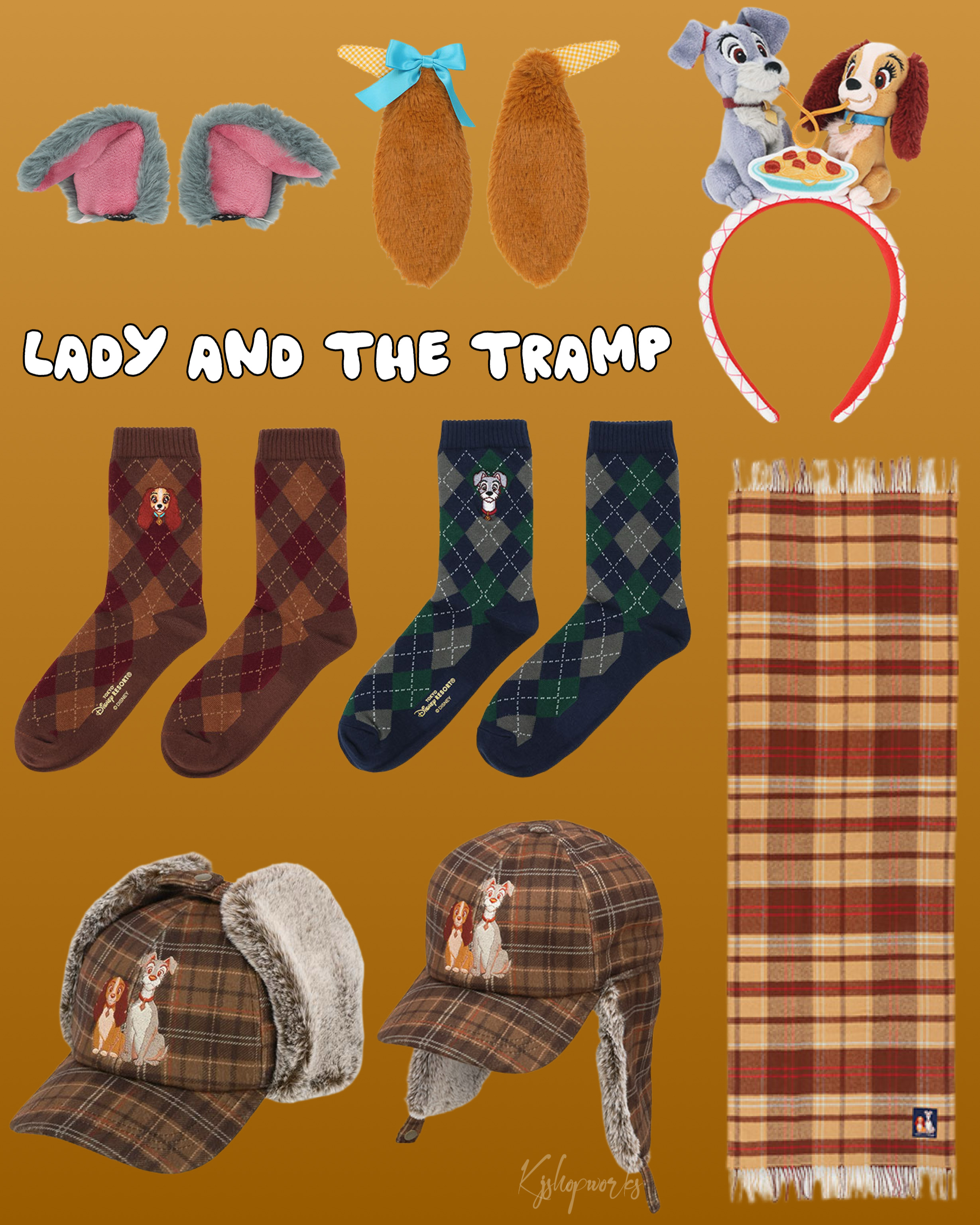預訂 東京迪士尼 Lady and the Tramp 髮夾 頭箍 長襪 造型帽 頸巾