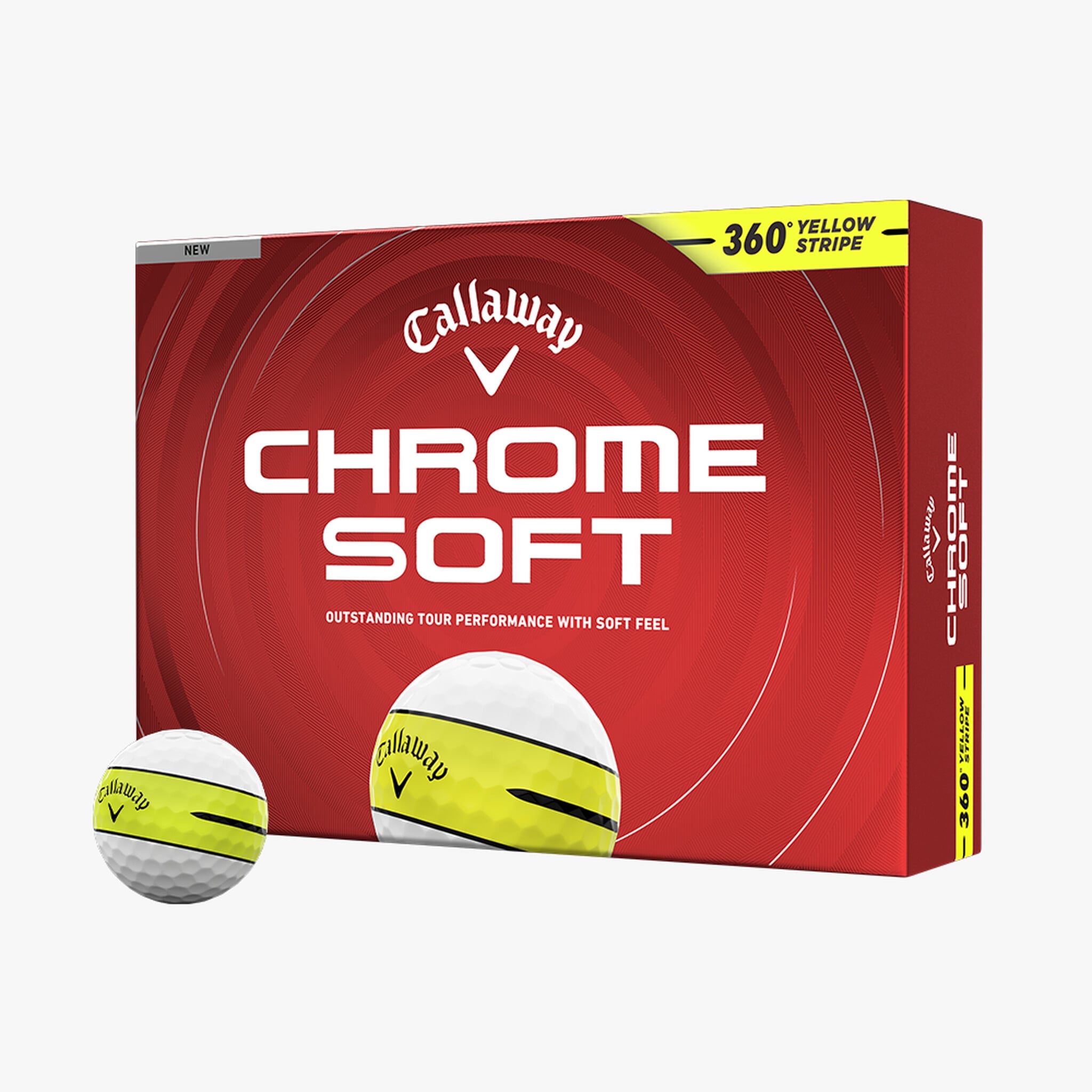 CALLAWAY CHROME SOFT STRIPE3 四層球- 黃色