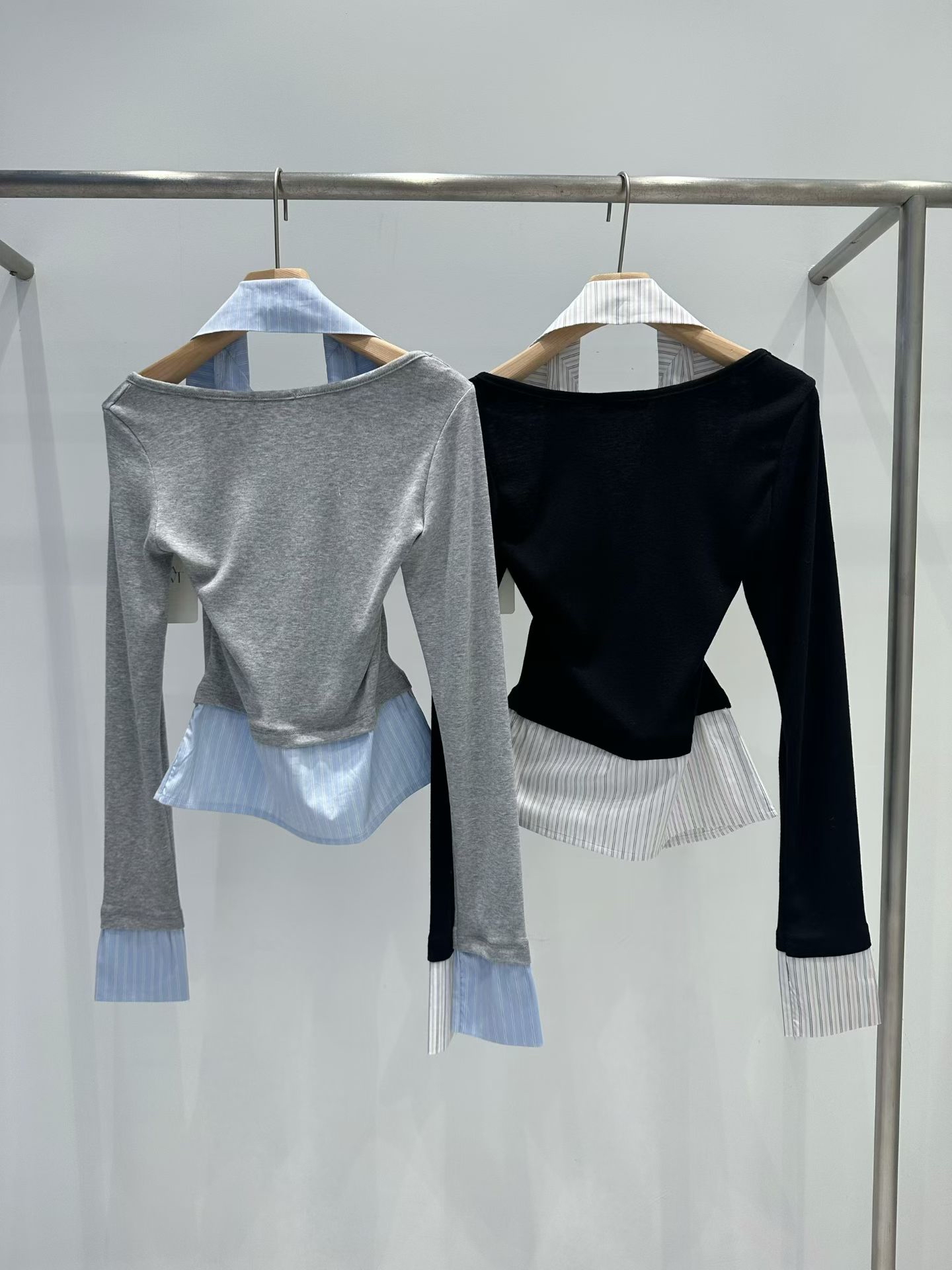 大露肩直紋女神上衣