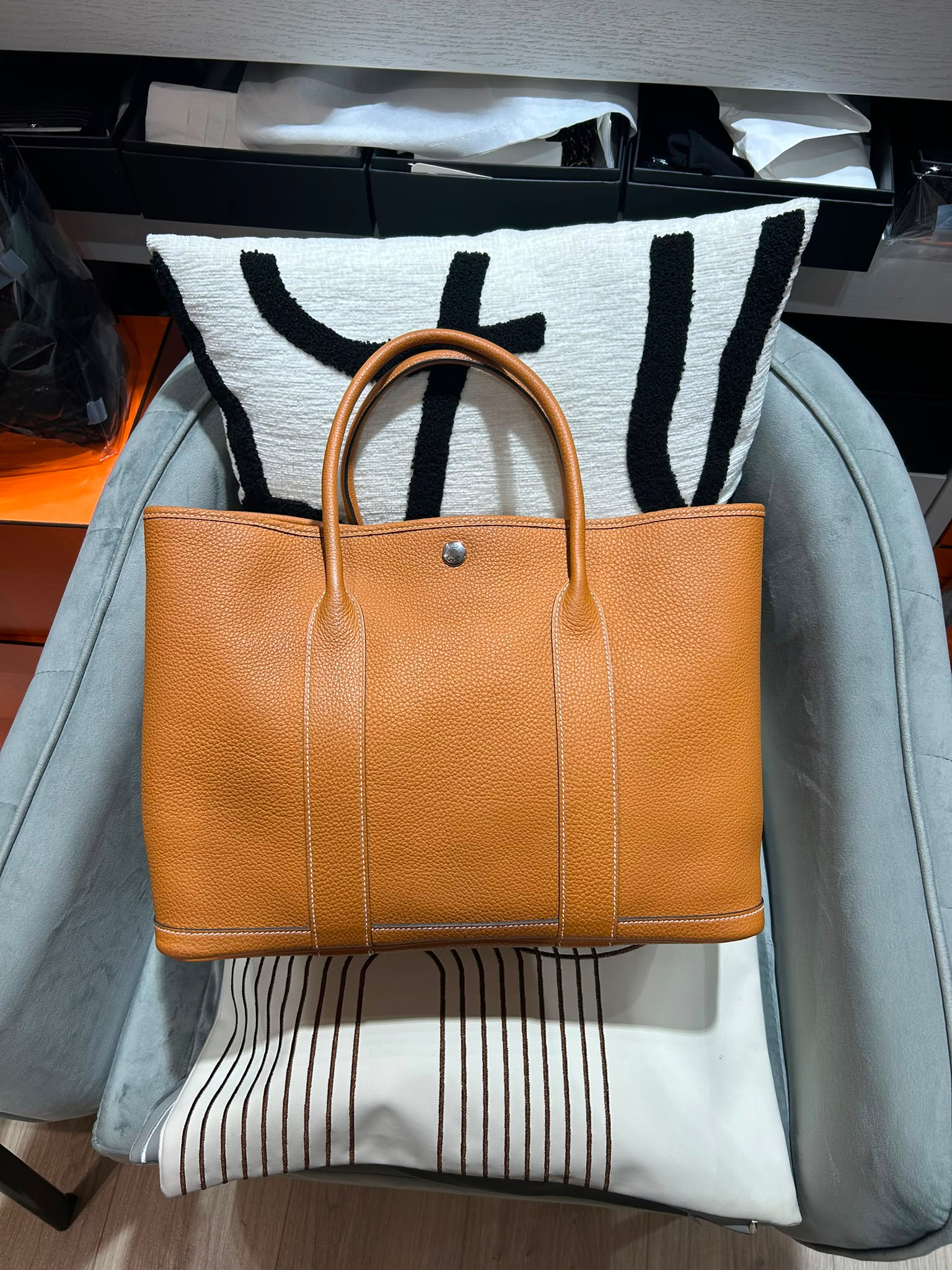 Hermes Garden Party 36 Stamp X Gold TC牛皮 100%Authentic, 98%New ✅Dust bag ✅Box