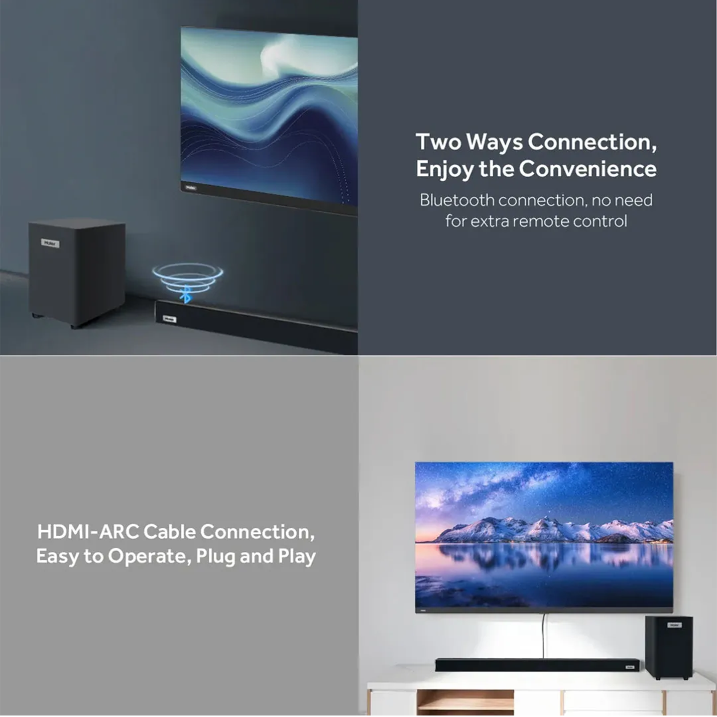 Haier 2.1ch Detachable Soundbar with Wireless Subwoofer (HSD3A040B)