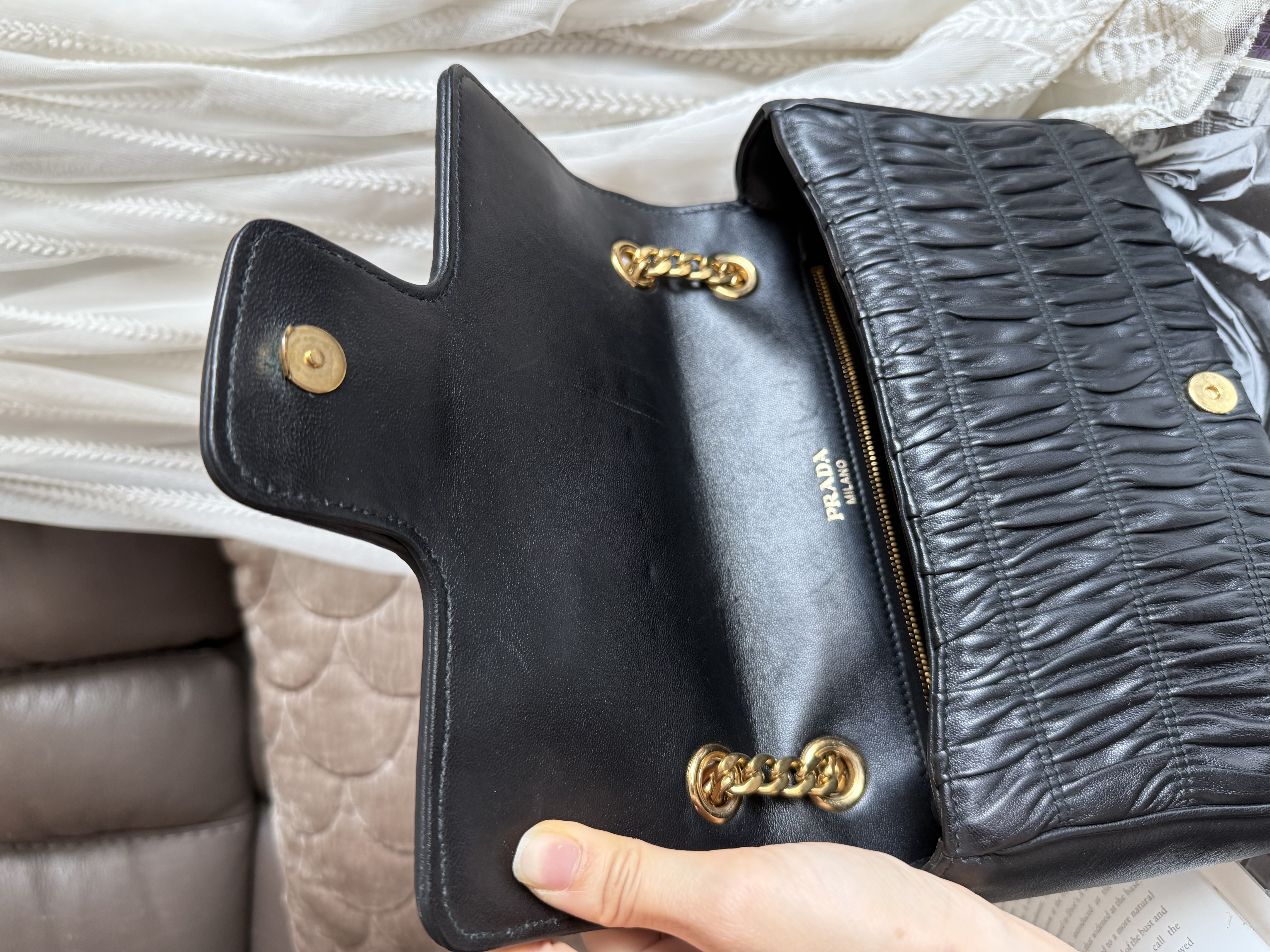 Prada Matelassé chain bag.