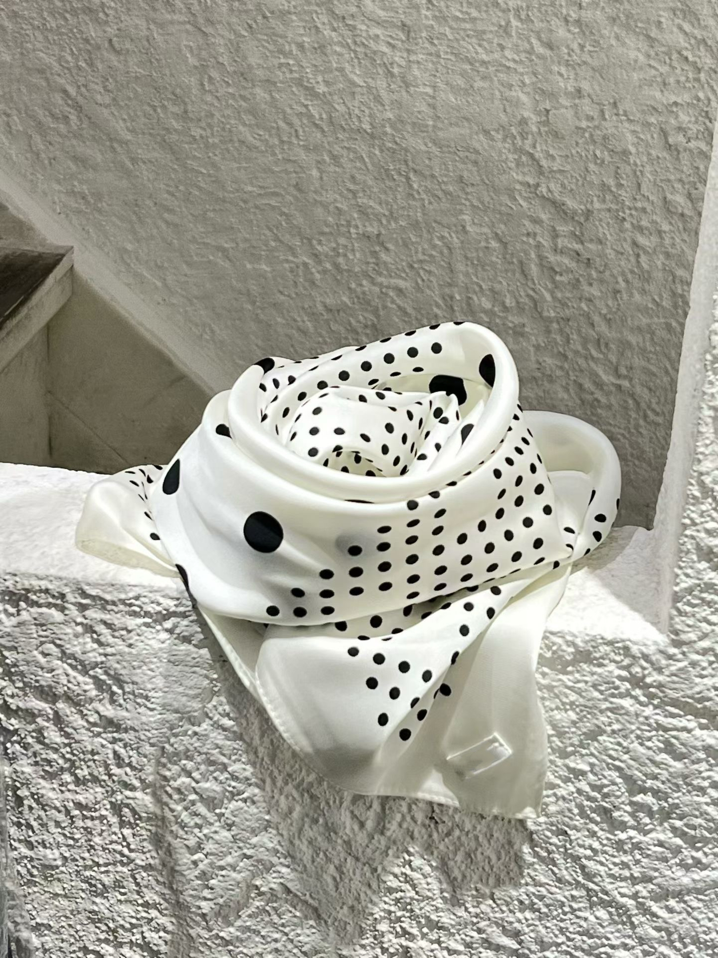 Polka dot silk scarf #sf04