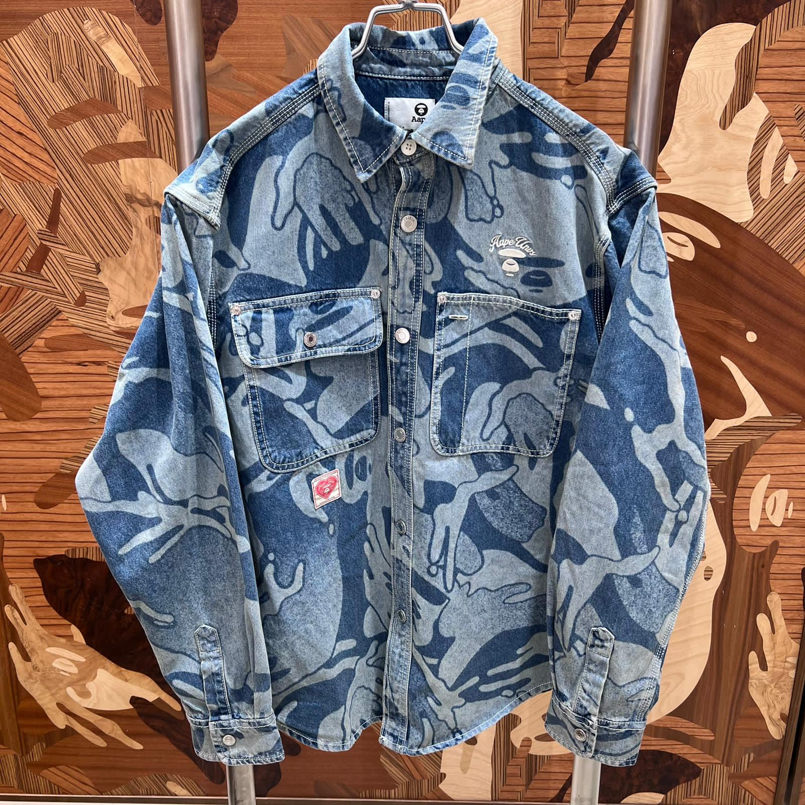 AAPE AAPEUNVS camo denim long sleeve shirt (8564)