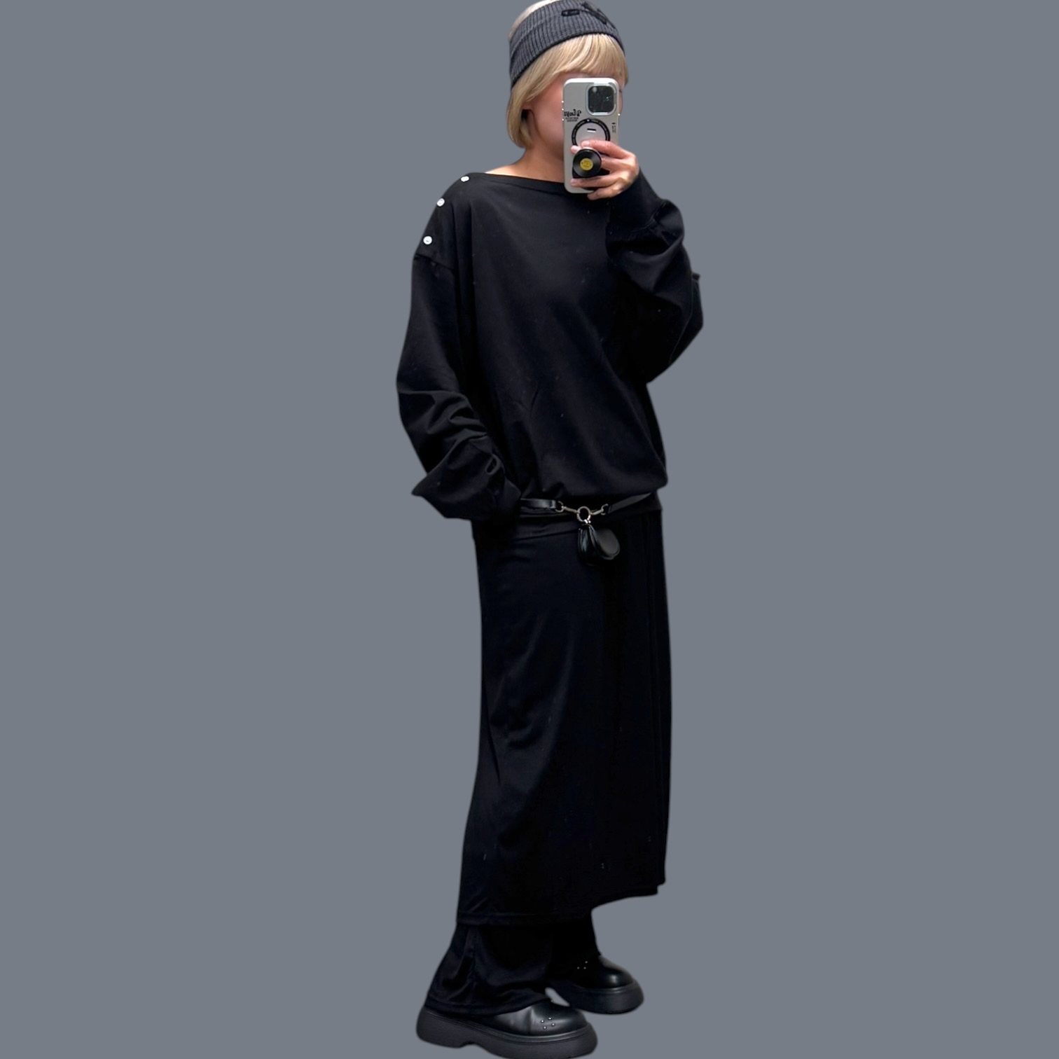 221540 斜膊有鈕長袖Tee