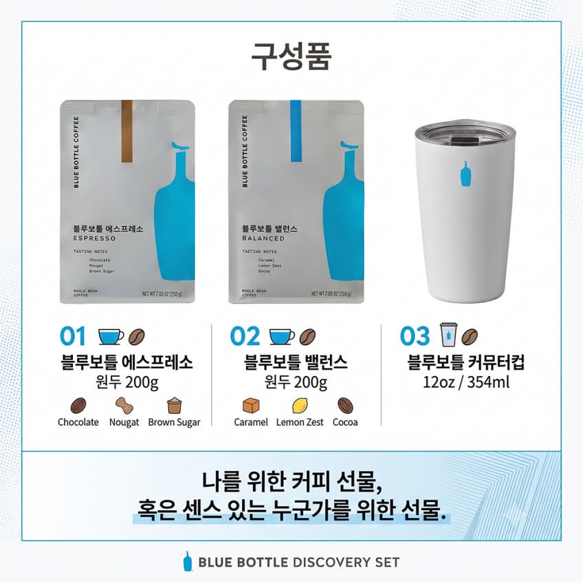 中秋禮盒｜韓國限定 Blue Bottle Coffee 2款咖啡豆+ 保溫杯 禮盒套裝｜Discovery Gift Set 