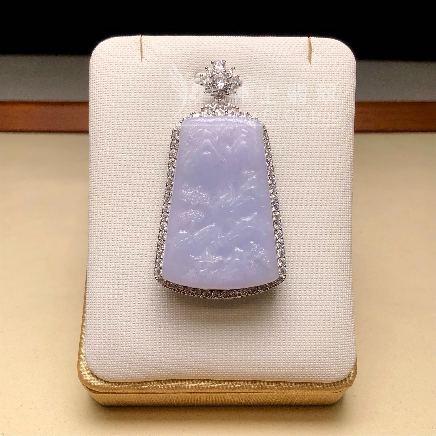 紫羅蘭山水牌銀鑲鋯石吊墜