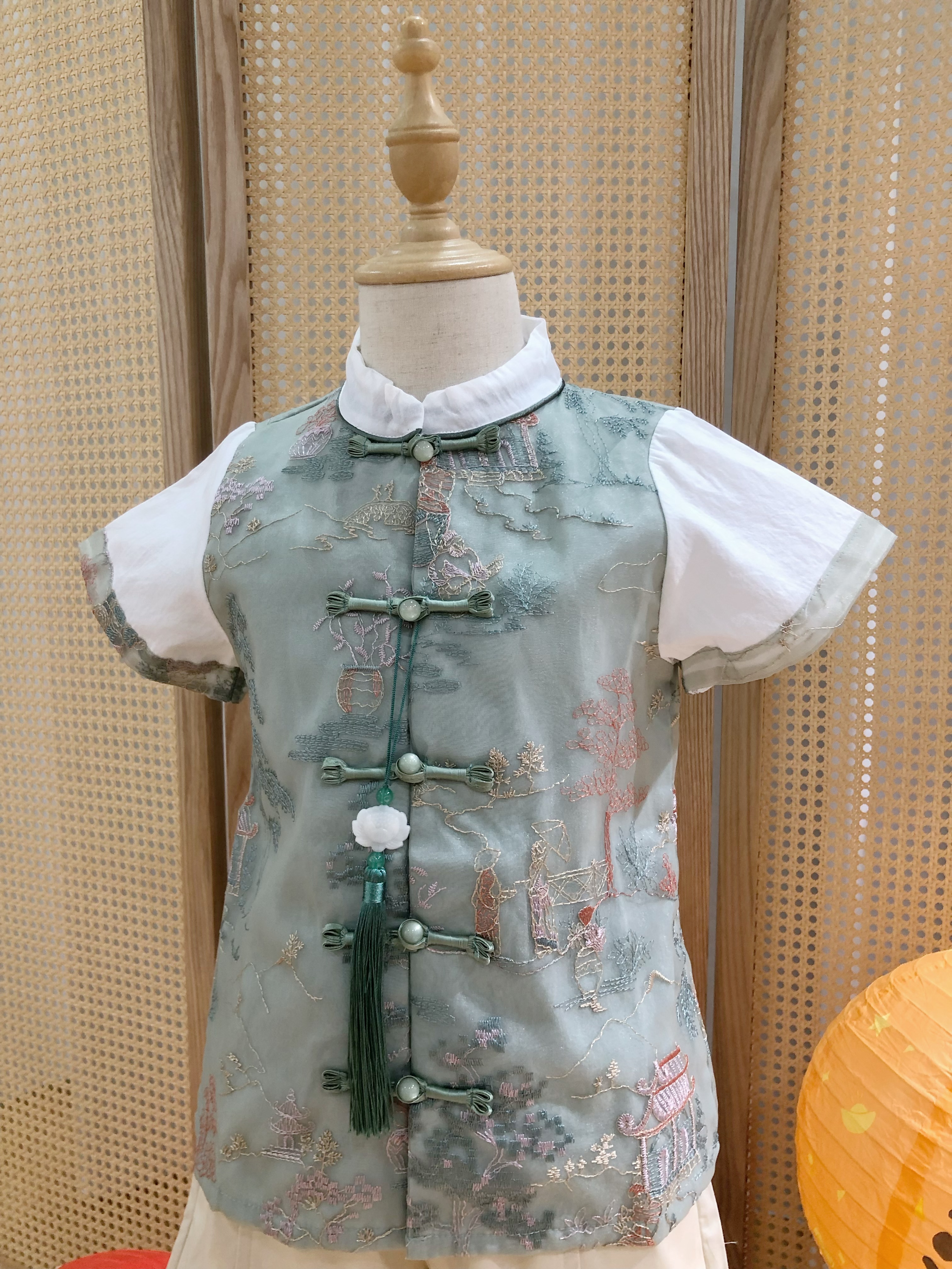 男唐绿古风套装