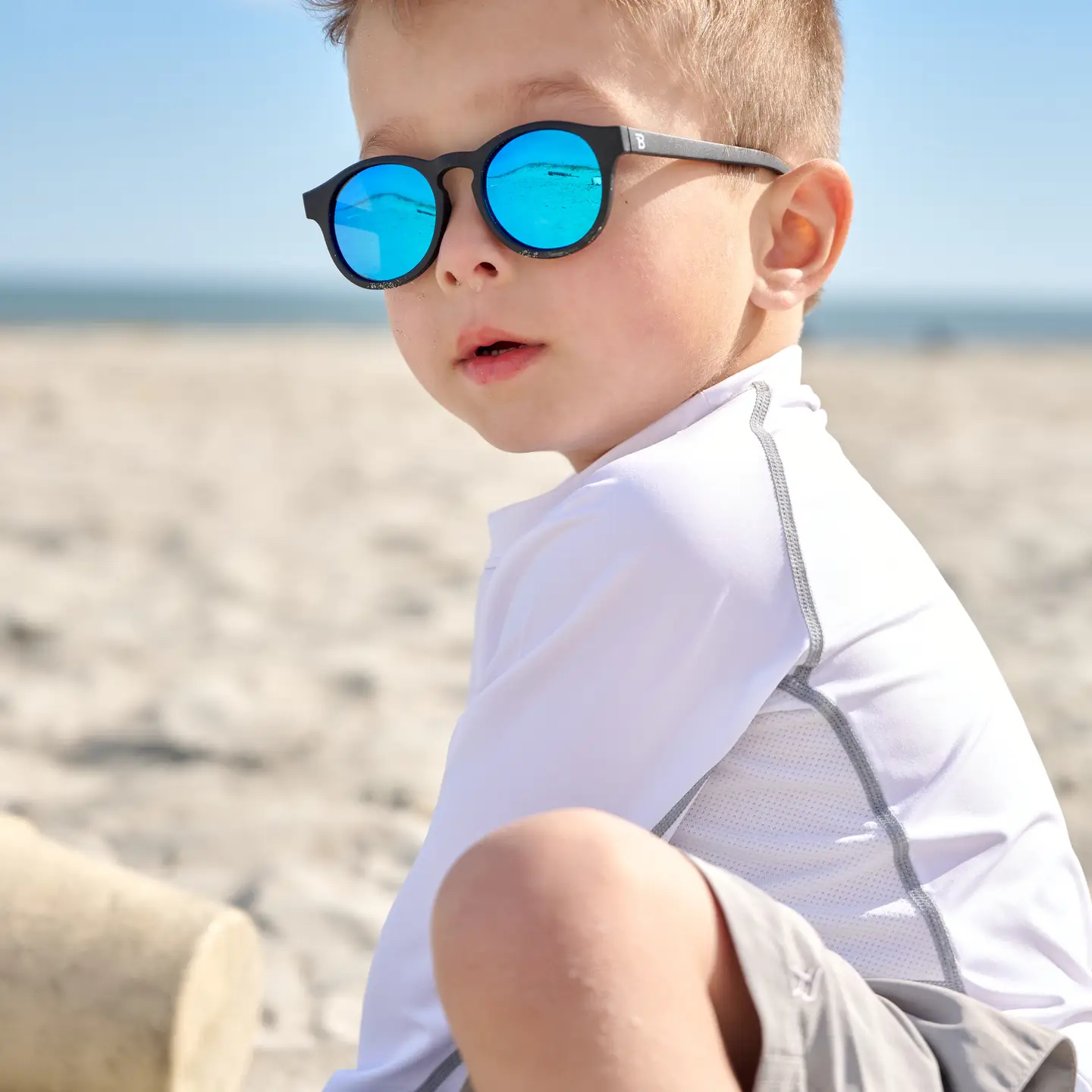 Jet Black w/ Cobalt Blue Lens Polarized Keyhole Sunglasses