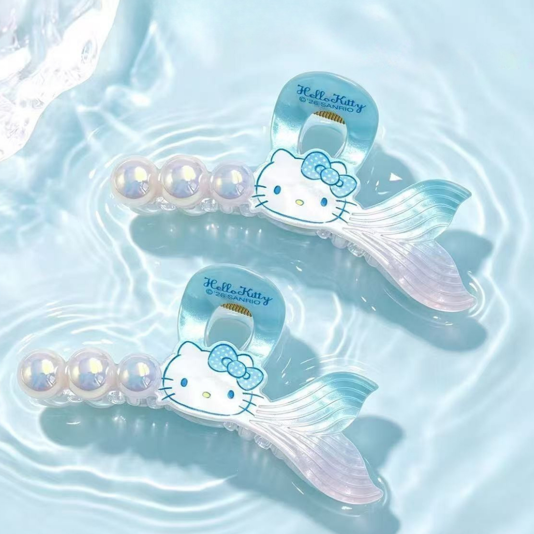 Hello Kitty藍貝殼美人魚鯊魚夾