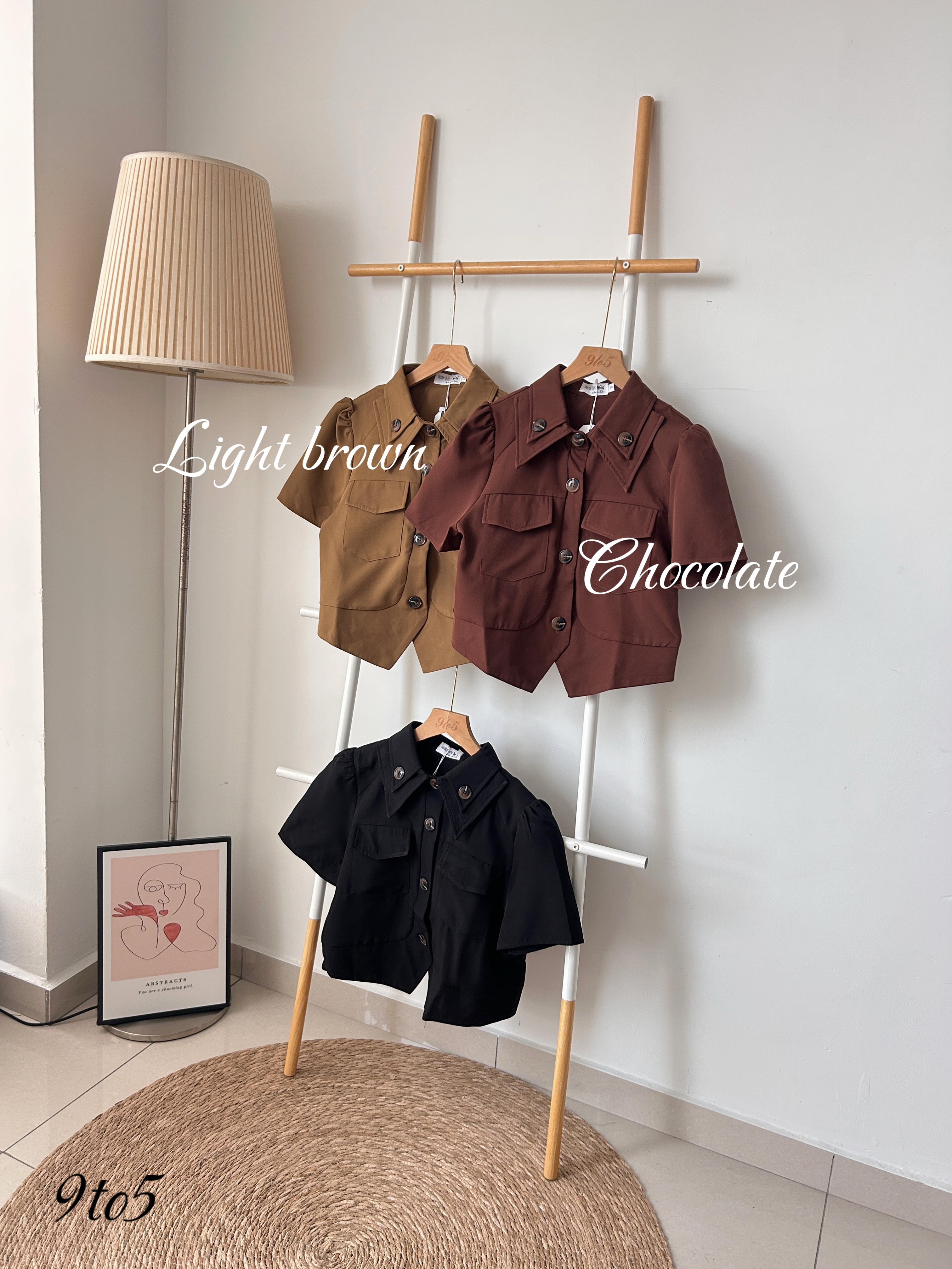 T4057 Puff Sleeve Button Top - 3 Colors 